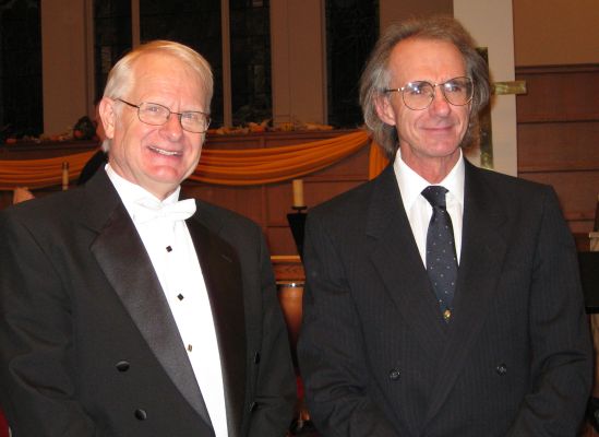 Jerry Edinger with Maestro Lunde at Eau Claire premiere of Edinger's Symphony No.  8th.